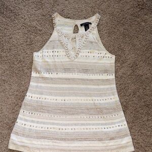 White House, black market, fabulous metallic beaded cream  size medium tank top